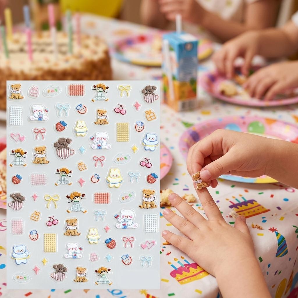 5D Embossed Cartoon Nail Stickers for Kids PVC Self Adhesive Waterproof