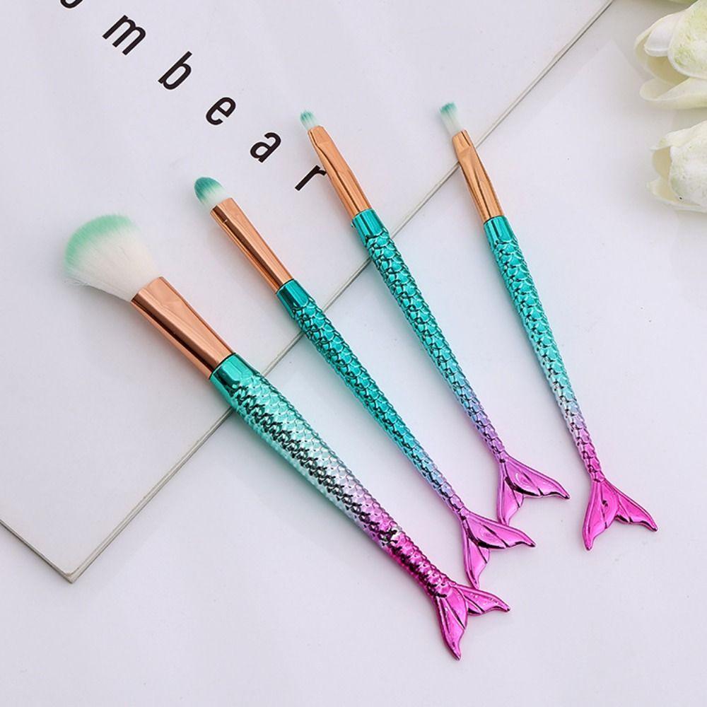4pcs/set Soft Fiber Mermaid makeup brush Eye Shadow Brush Cosmetic Brush Kit Women