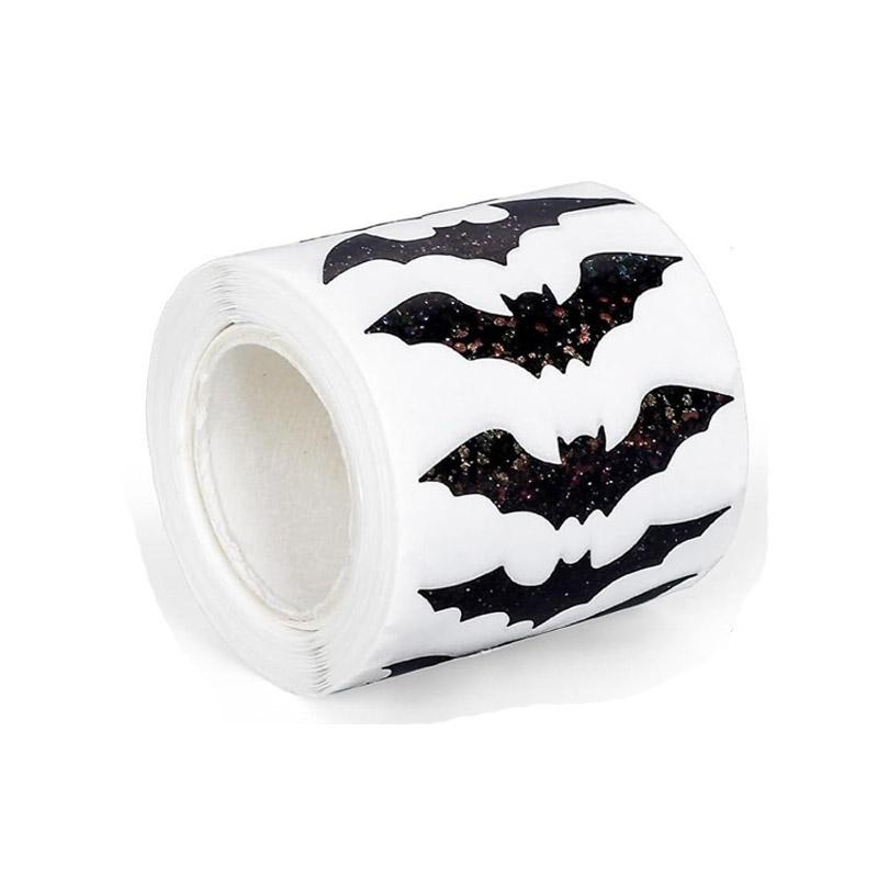 500pcs/roll Flash Bat Stickers Halloween Sticker Laser Halloween Gift Seal Sticker Stationery Stickers Envelope Journal Decor