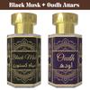 Комбо-набор аттаров «Черный мускус» и «Уд» – Глубокие мускусные и насыщенные древесные ароматические масла | Безспиртовой унисекс набор парфюма с роликовым аппликатором | 2 × 6 мл