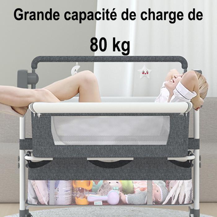 Lit bebe - Cododo electrique - Magic ZC - Cadre de soutien en alliage Grand panier Moustiquaire Jusqu'à 80kg 0-2ans 6 cadeaux Gris