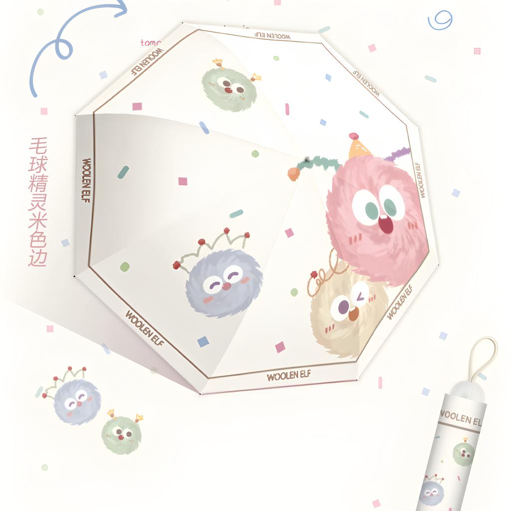 Creative Cartoon Cute Three-fold Eversion Umbrella Dual-purpose Umbrella Sun Protection Parasol UV Protection Sun Umbrella Student