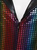 Retro 1920s Disco Outfit for Men M-3XL Metallic Shiny Plaid V Neck Lapel Sleeveless Wide Leg Jumpsuit for Club Rave Stage
