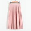Spring Autumn Fashion Women's High Waist Pleated Solid Color Half Length Elastic Skirt