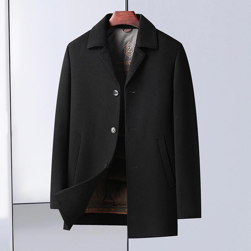 Autumn and Winter Double-sided Woolen Coat Men's Medium and Long Suit Collar Down Removal Liner Thickened Woolen Coat Jacket
