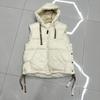 Women White Duck Down Vest Hood Casual Sleeveless Jacket Simple Fashionable Autumn Winter