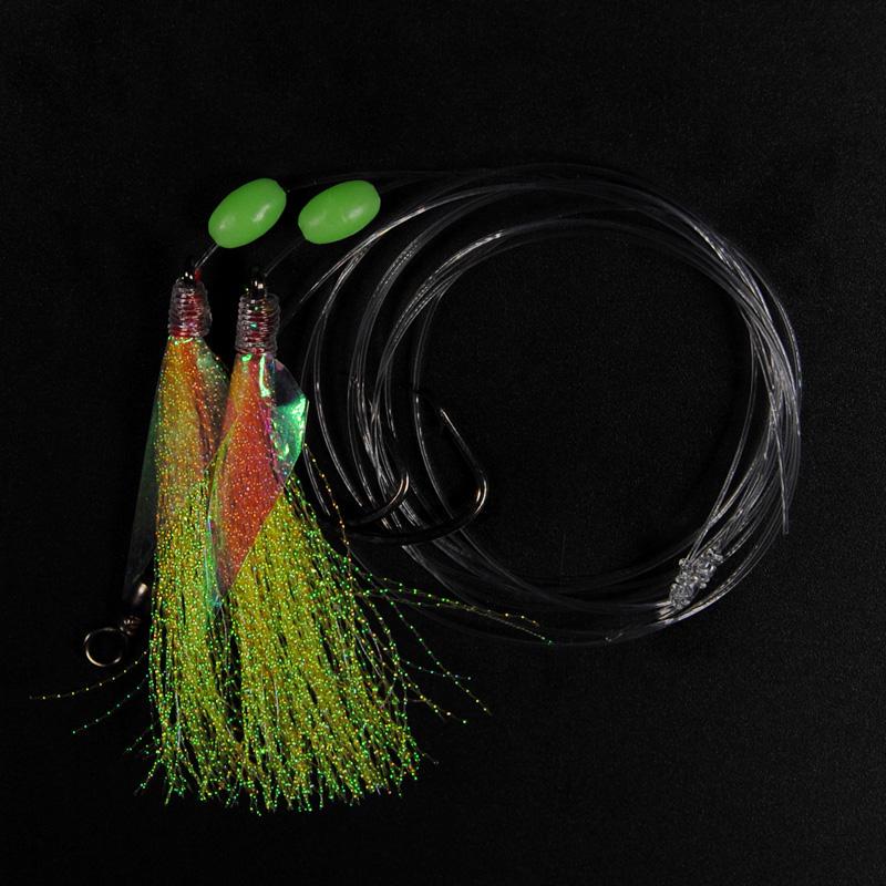 10Bags Shining Fish Skin Bait Sabiki Rigs with Hooks Sea Fishing Pink Yellow Green Flasher Bait Rigs With Barrel Swivel Herring