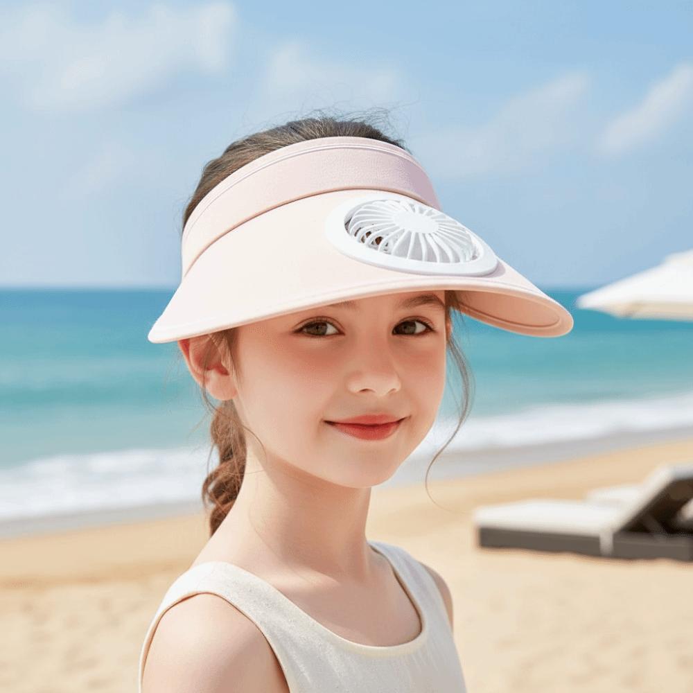 Adjustable Rechargeable Fan Hat Portable Children Visor Cap Wide Brim Sunscreen Cap Summer