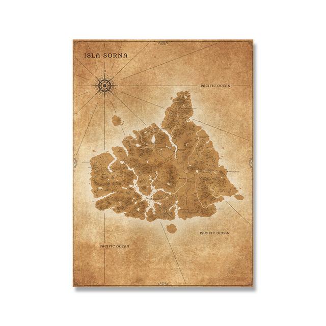 Парк Юрского периода карта плакат фэнтези сепия ретро дизайн динозавр затерянный мир настенная живопись маслом печать изображения