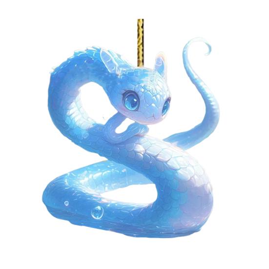 Подвеска в виде мультяшной змеи 2D, плоское акриловое рождественское украшение, подвесное украшение в виде змеи