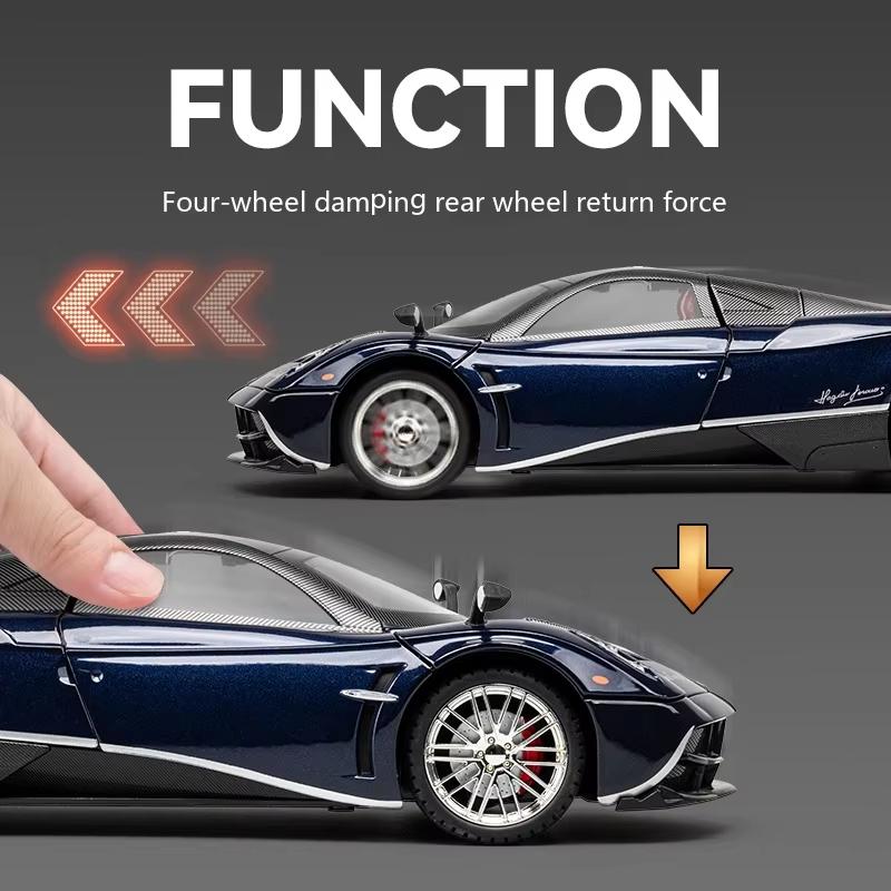 1/18 Pagani Alloy Sports Car Model Diecast Metal Racing Car Model Simulation Sound and Light Pull Back Children's Toy Boys Collection Decorations Gift