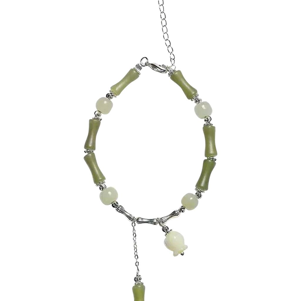 Antique Green Bead Cool Bracelet, Retro Chinese Fashion, Light Luxury, High-sensitivity Butterfly Bracelet