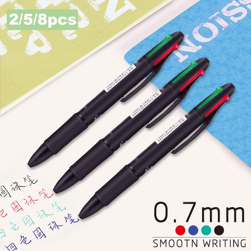 2/5/8pcs 0.7mm Retractable Chunky Plastic 4 in 1 Multicolor Ballpoint Pen Gel Pen Writing Tool