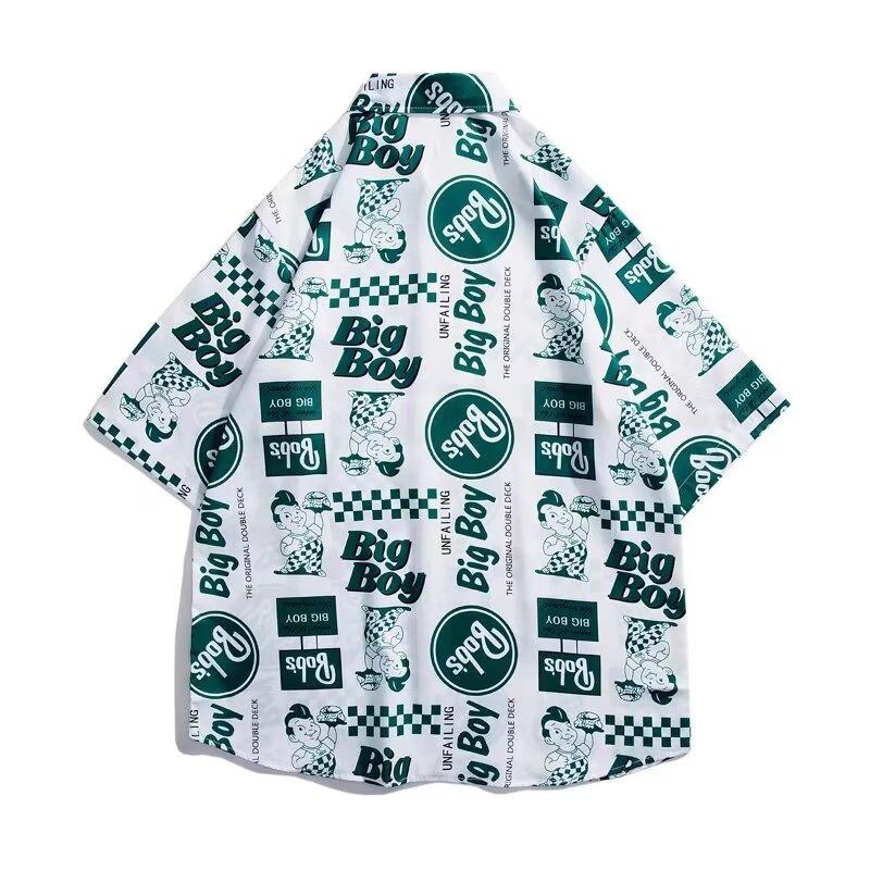 Мужская рубашка в стиле ретро, ​​мужской летний наряд, студенческий свободный крой, нишевый дизайн, повседневный мужской топ, верхняя одежда, пляжный топ