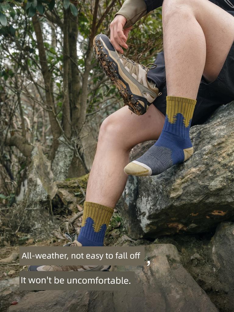 Coldelement Merino Wool Socks for Men, Outdoor Hiking, Mountaineering, Running, Sweat-Wicking, Quick-Drying Mid-Calf Socks for Sports