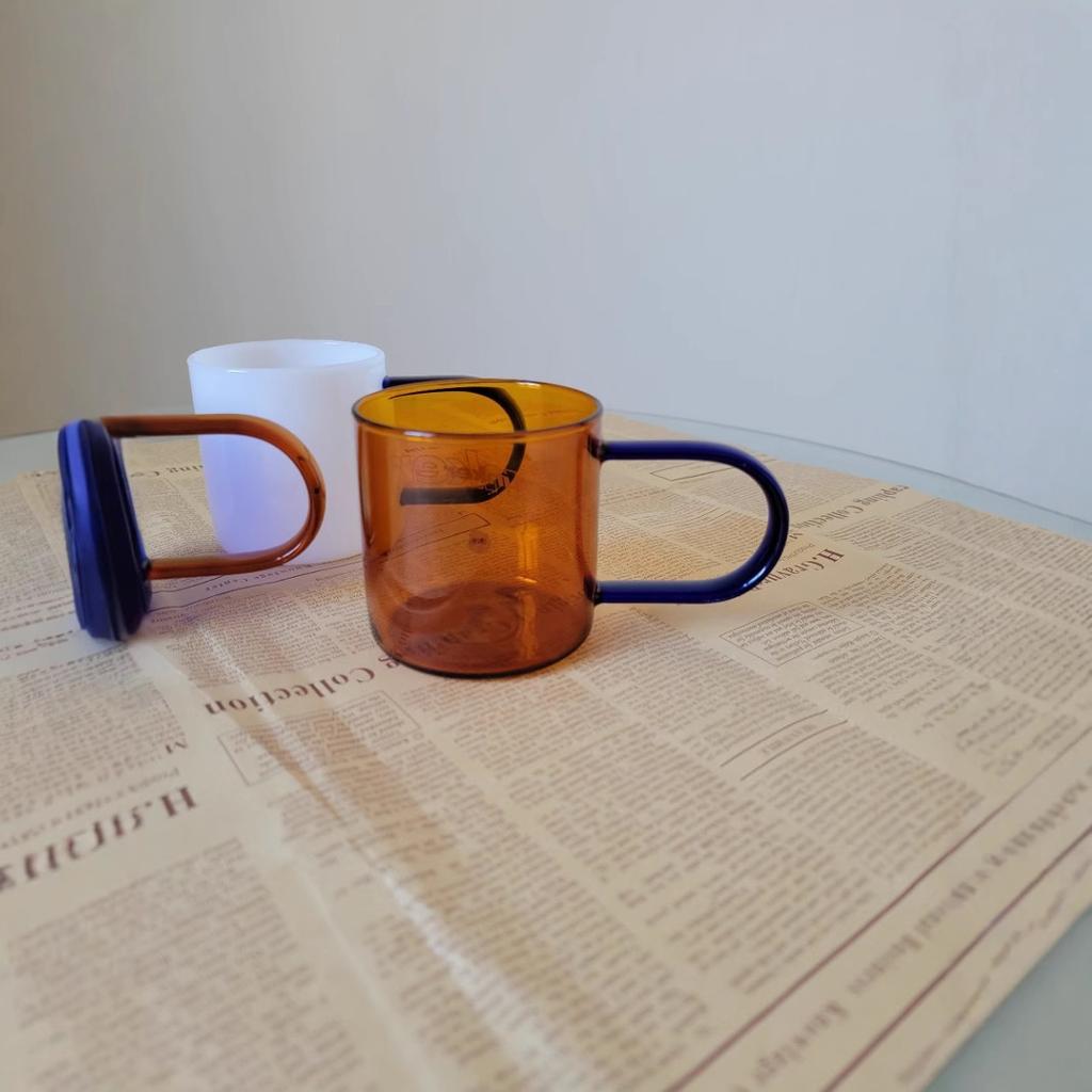 New European-style colored glass coffee cup, water cup high borosilicate glass heat-resistant and microwave oven heating