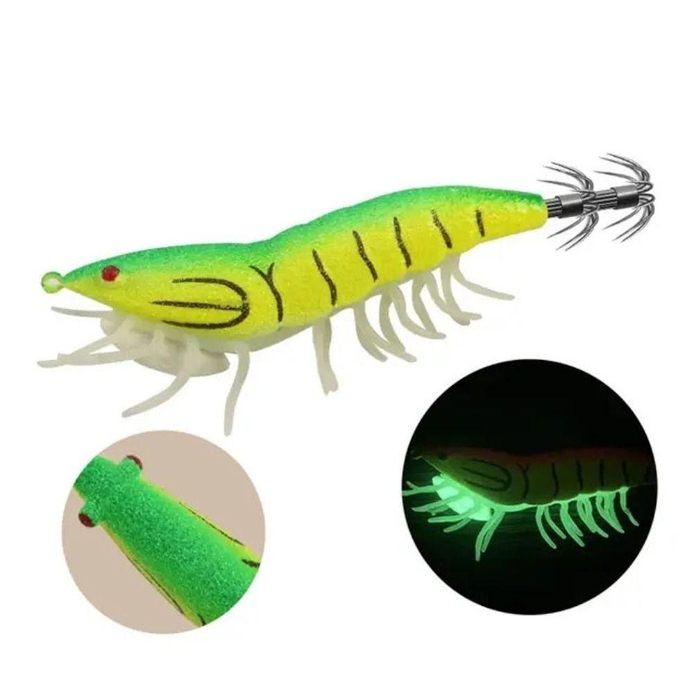 Fluorescent Wood Shrimp No. 3.0 No. 3.5 Artificial Squid Jig Cuttlefish Squid Hook  Ocean Rock