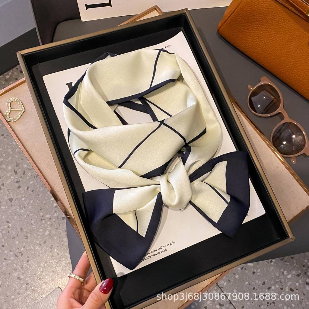 New small scarf thin and narrow strip printed silk scarf women's new streamer fashionable versatile professional decoration scarf scarf