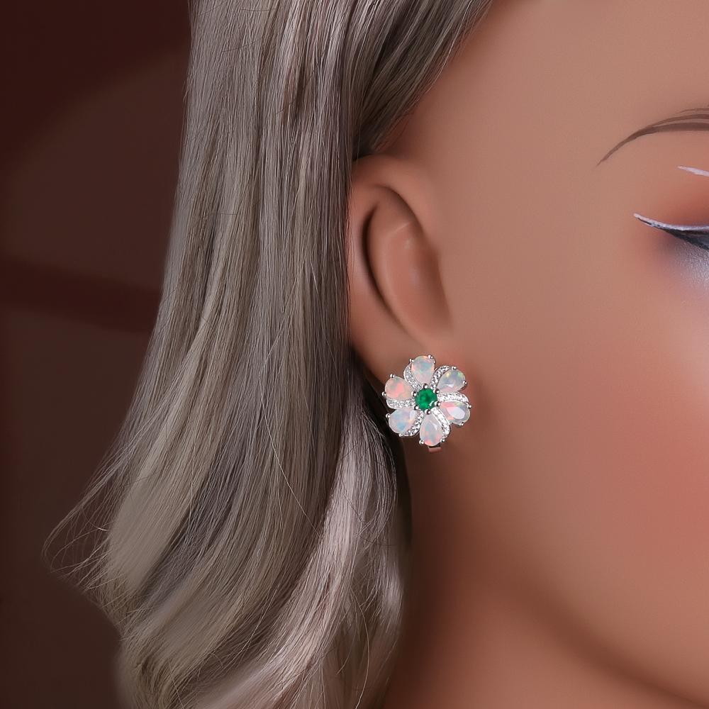 Комплект женских украшений из натурального опала с зеленым агатом, серебро 925 пробы, подвеска, ожерелье, серьги, кольцо, ювелирные украшения, подарок