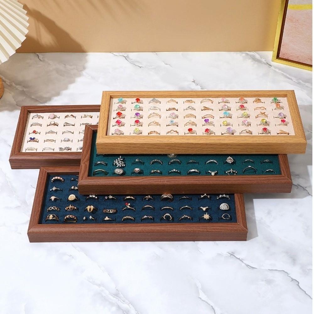 50 Slot Rings Display Tray Velvet Stud Earrings Storage Rack Fashion Jewelry Trays Finger Ring