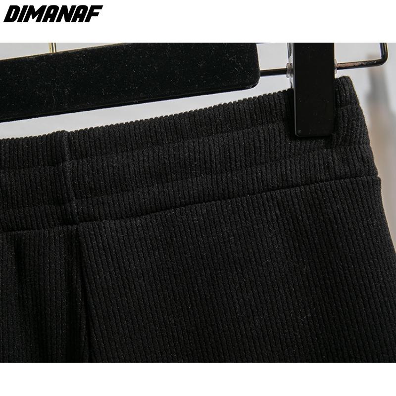 DIMANAF 2023 Женские Зимние Длинные Брюки Большого Размера на Резинке - Толстый Хлопок, Свободный Крой, Полная Длина, Однотонные для Повседневной Носки