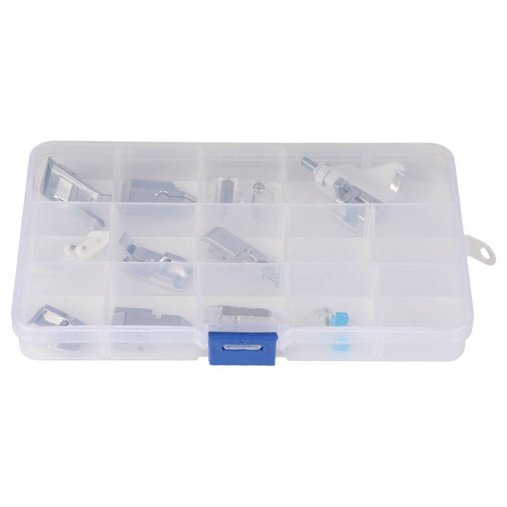 11 шт. Многофункциональная прозрачная коробка с лапками для прессования Набор лапок для швейной машины Низкий хвостовик Совместимый Универсальный защелкивающийся носок Для домашнего шитья