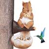 Resin Bird Feeder Cute Art Statue Multi Functional Squirrel Tree Hanging  Micro Landscape