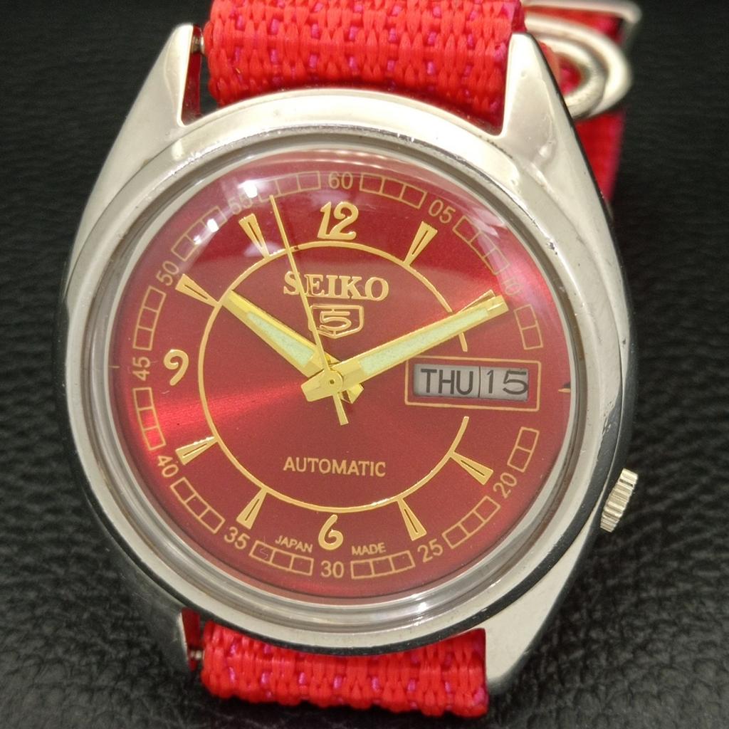 Б/У винтажные мужские часы SEIKO 5 AUTOMATIC 7009A из Японии с красным циферблатом a435029-2 R122-a435029