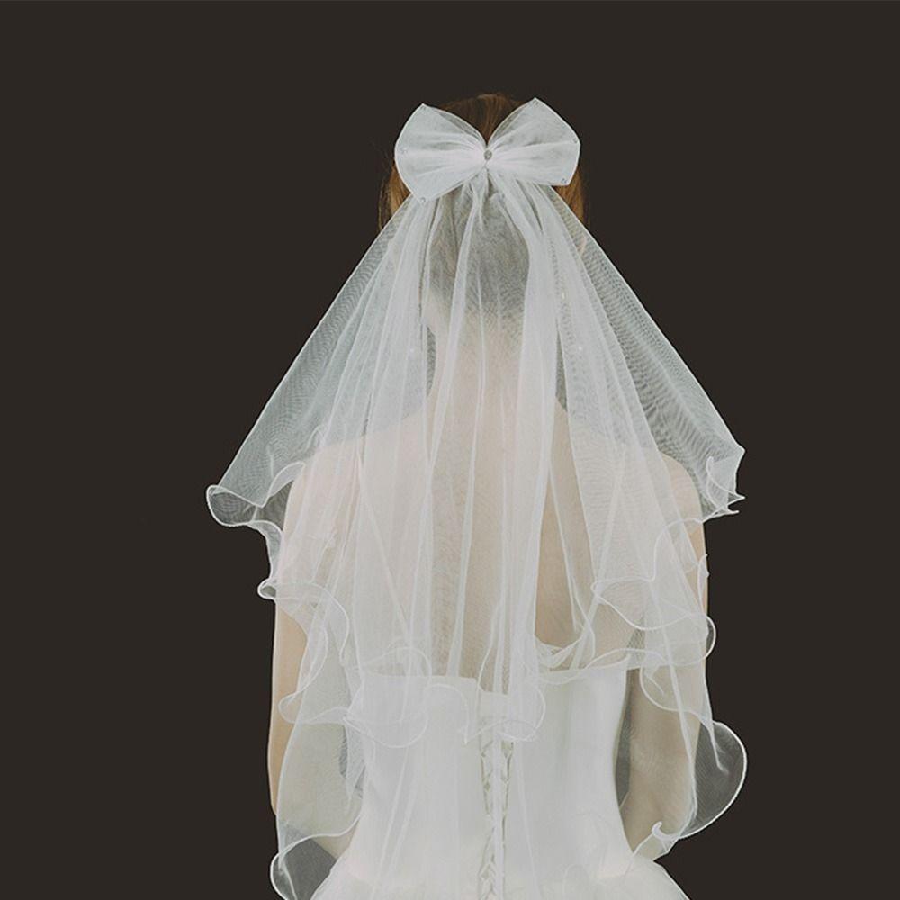 Зажим Милый Простой Тюль Двухслойная Фата Голова Невесты Газовая Свадебная Газовая Невеста Аксессуары