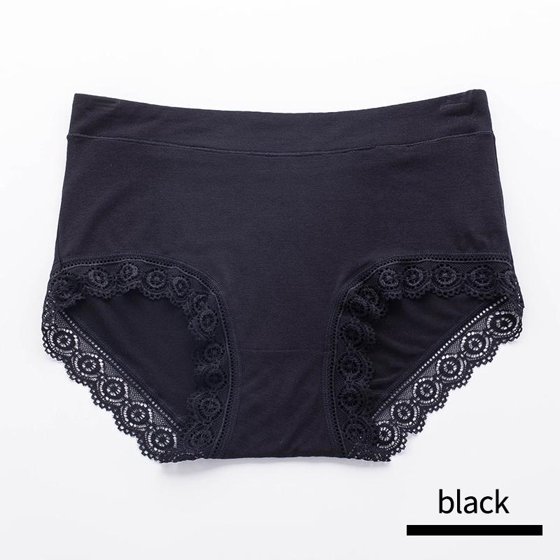 Mid-High Waist Cotton Crotch Lace Breathable Tummy Large Size Women's Triangle Pants