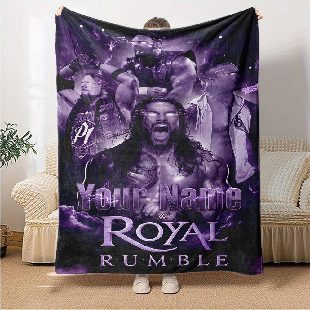 Royal Rumbl Personalized Name Blanket Multi-purpose Personalized Blanket Comfortable Suitable for Nap Chair Home Decor Sofa Four Seasons Multipurpose