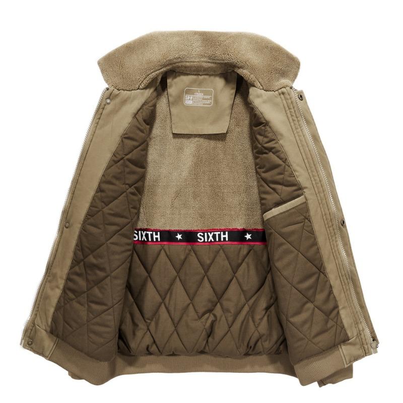 Повседневная мужская свободная куртка больших размеров для среднего возраста с хлопковой подкладкой, зимняя куртка с хлопковой подкладкой