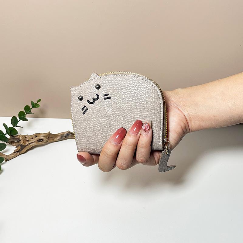 1 шт., милый мультяшный кот из искусственной кожи, складная сумка для карт, многофункциональная, женская, повседневная, органайзер для удостоверений личности, кошелек для монет, держатель для кредитных карт