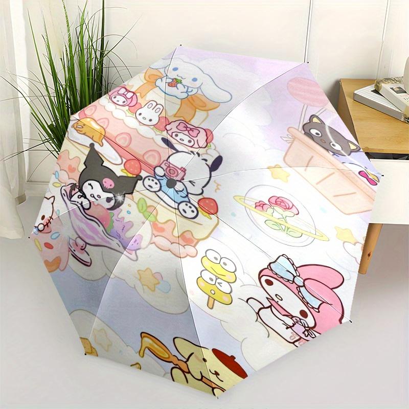 Ice Cream Shop POCHACCO Durable Cartoon Folding Umbrella, Portable 3-Fold Compact Umbrella for Men and Women, Suitable for Travel or Daily Use.Y052