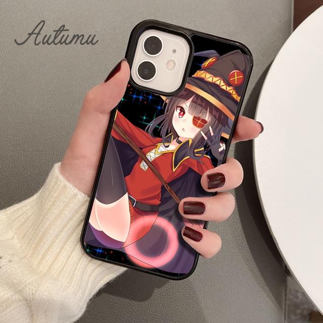 Чехол для телефона с аниме megumin konosuba для iPhone 11 12 13 14 Pro Max mini X XR XS SE 2020 5 6S 7 8 Plus Samsung Galaxy S21 S22