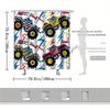 Шторка для душа "Монстр-трак" – Игривые мультяшные машинки, Яркие цвета и дизайн с молниями, 70x70 дюймов, Полиэстер, Включает крючки