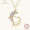 Модное 10-каратное настоящее золото Mosan Stone Sea Dolphin кулон маленький темперамент ключичная цепочка Senior Sense Design ожерелье для женщин
