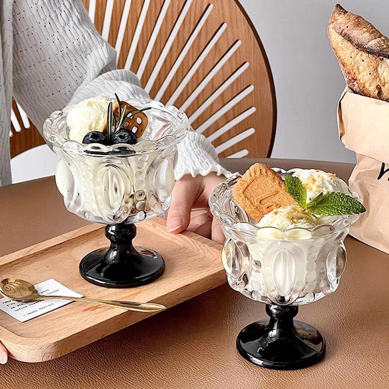 1 шт. Бокал для мороженого, высококачественный десертный стаканчик, винтажный стеклянный женский маленький хрустальный коллекционный Ins Style, два цвета
