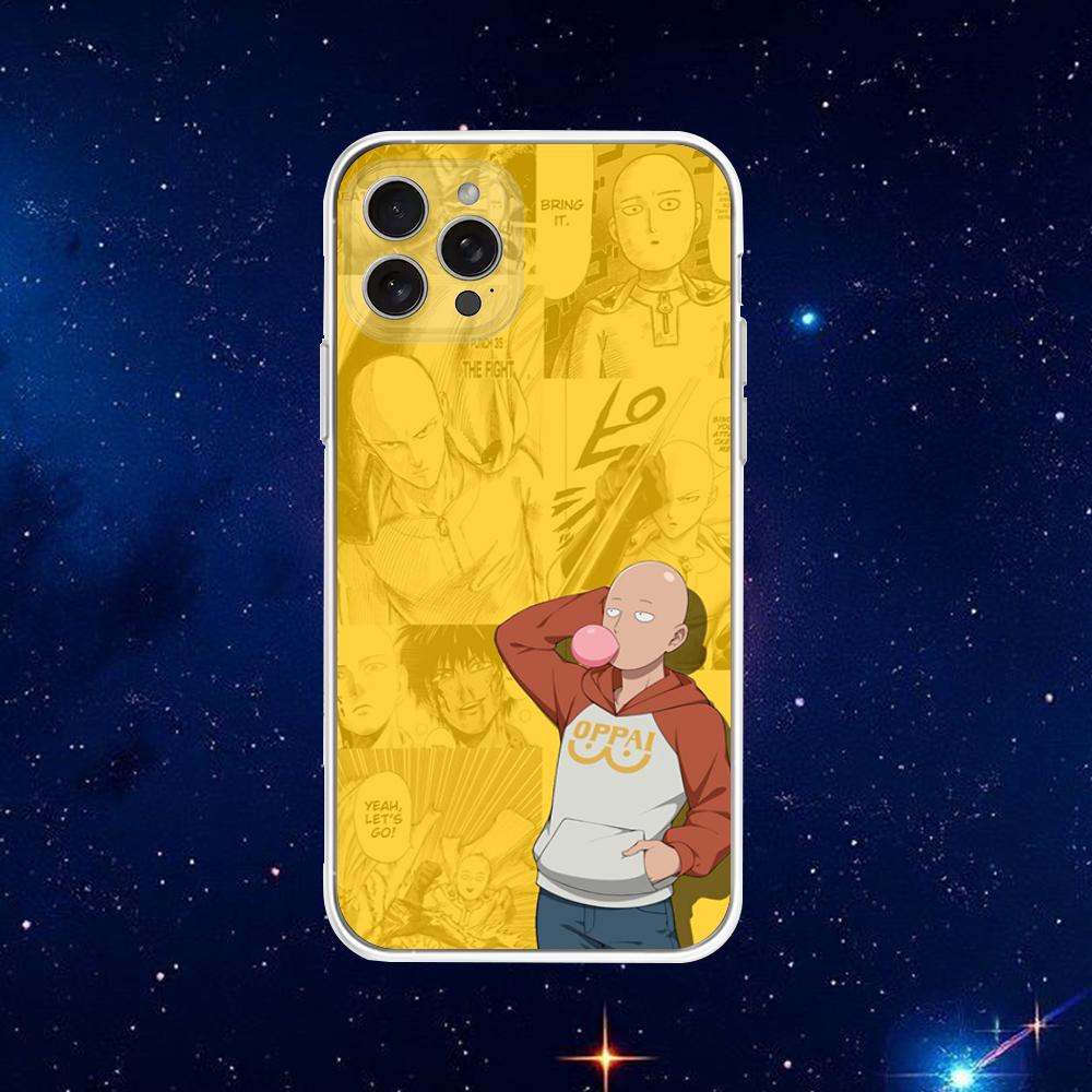 One Cartoon Punchs Man Phone Case For iPhone 16,15,14,13,12,11 Plus,Pro,Max,XR,XS,X,7,8 Plus,SE,Mini Transparent Shell