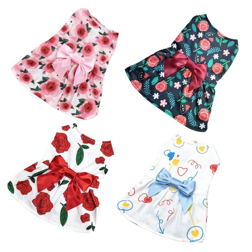 Pretty Summer Dog Clothes Breathable Cute Puppy Clothes Dog Sleeveless Dress Valentine‘s Day