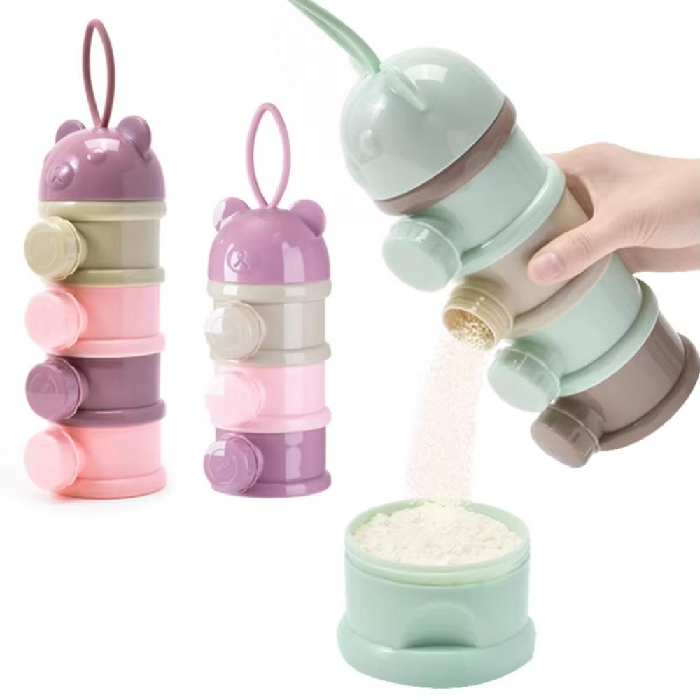 4 Layer Milk Powder Box Multiple Openings Milk Powder Bottles Cartoon Infant Baby Food Storag Box