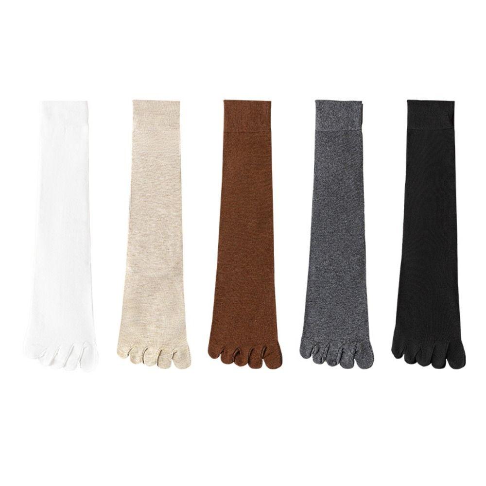 Harajuku Split Toe Socks Anti-slip Mid-tube Stocking Women Simple Five Finger Long Socks Lolita JK