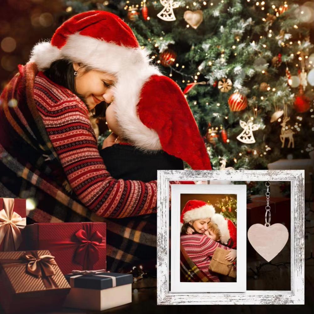 With Heart Pendant Desktop Photo Frame Wooden Photo Display Frame Home Supplies