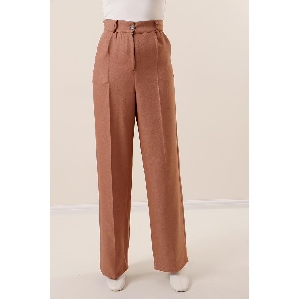 Брюки палаццо с эффектом шерсти и боковыми карманами