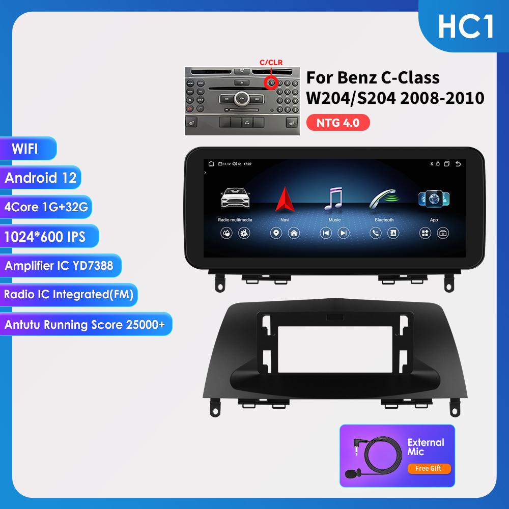 Hizpo 10,25-дюймовый автомобильный мультимедийный проигрыватель GPS-навигация 4G Carplay интеллектуальный экран Android Auto для Mercedes Benz C-Class W204/S204 2008-2010 NTG 4.0