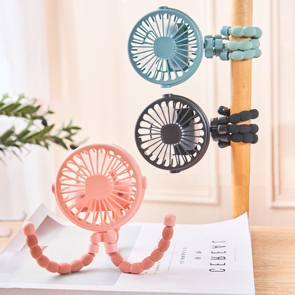 360° Rotatable Octopus Folding Fan 3 Gears LED Light Fan Portable Flexible Tripod Fan Car Seat
