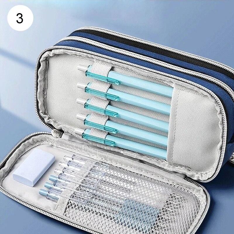 Школьный пенал большой емкости с 3 отделениями, сумка для ручек, студенческие пеналы, косметичка, стационарная организация, офисные принадлежности