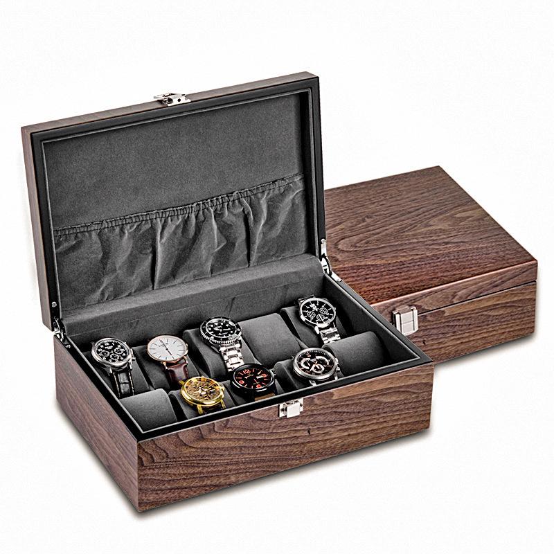 Walnut Wood Watch and Jewelry Organizer Box - Storage for Wristwatches, Bracelets, and More