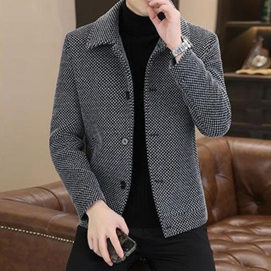 Мужское пальто с лацканами и длинным рукавом, однотонная утолщенная плюшевая подкладка, куртка, пальто, осень