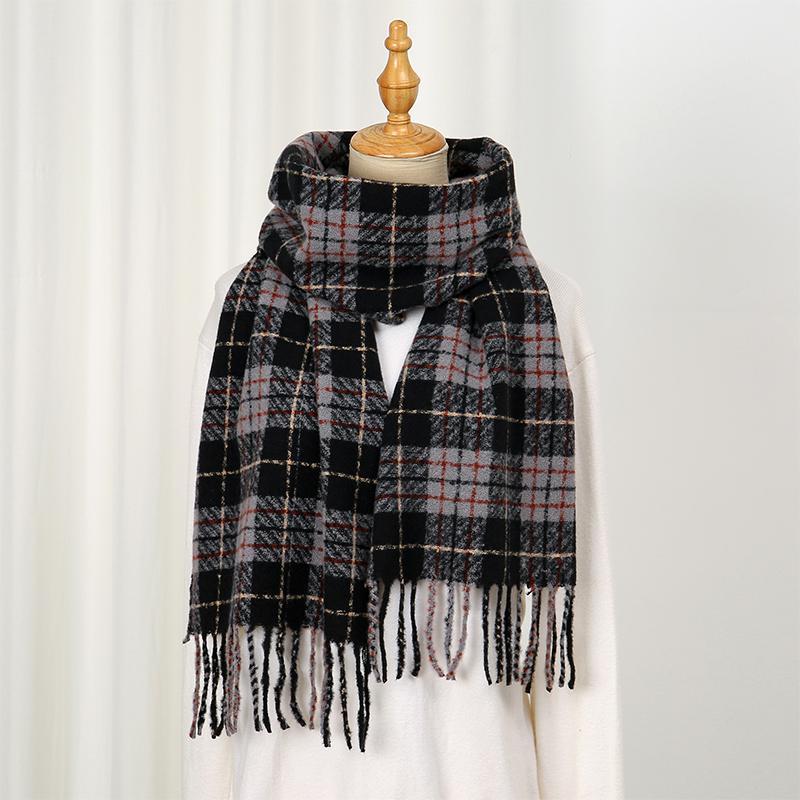 Luxury Brand Cashmere Women Plaid Scarf Winter Warm Shawl and Wrap Bandana Pashmina Female Foulard Square Thick Blanket Poncho